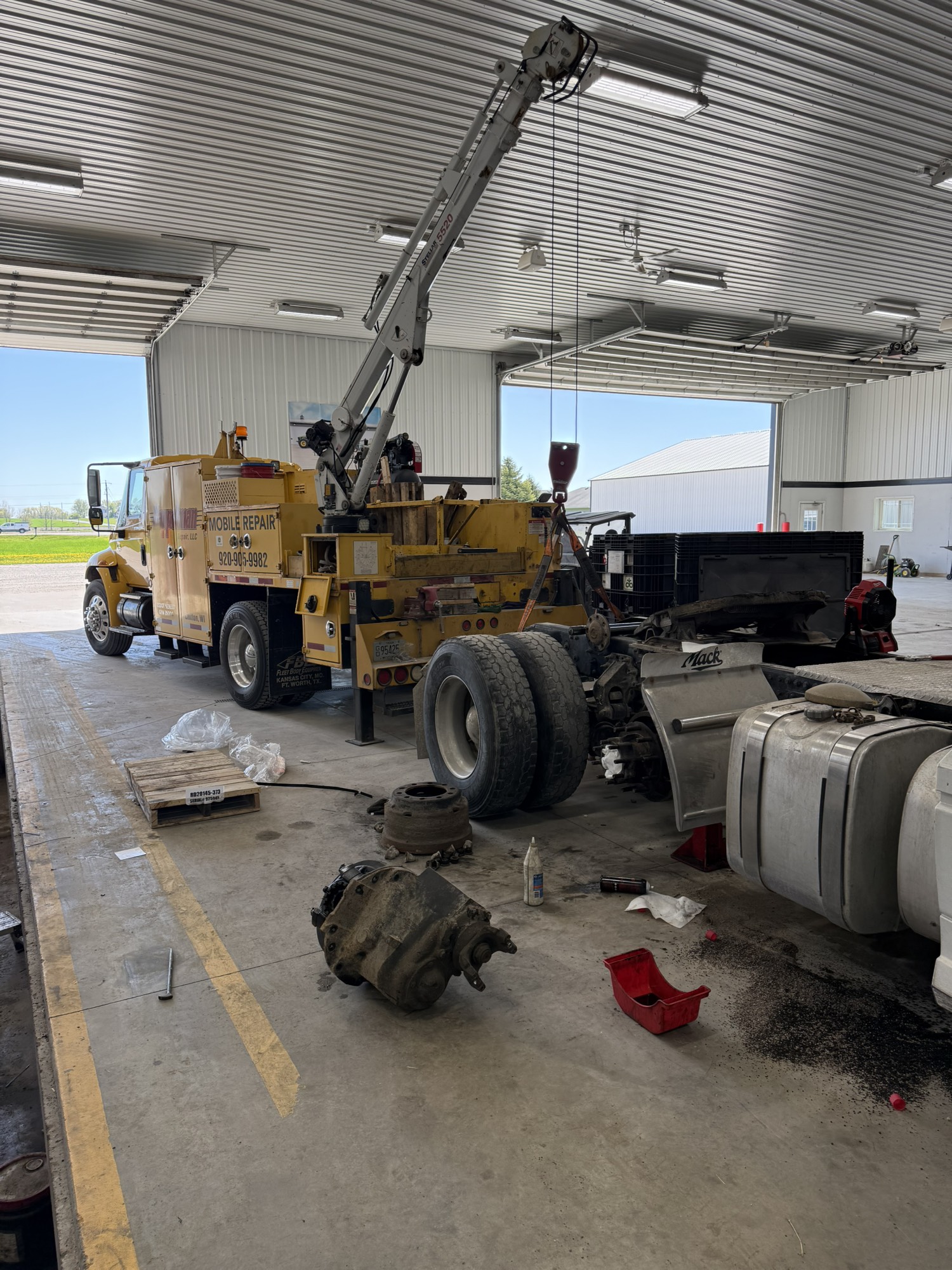 Mobile crane service on a truck